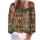 thumbnail image 1 of Blusa holgada de manga larga con cuello de una línea y estampado a la moda para mujer Fridja  hj2472, 1 of 6