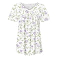 thumbnail image 4 of Women's Floral Print Short Sleeve Beach Tops, Cruise Wear Tropical Shirts Hawaiian Outfits for Women Summer Vacation Tops 2025 Spring Casual V-Neck Short-Sleeved Chest Green S, 4 of 6