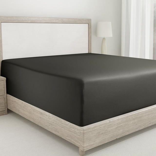 California Design Den Queen Fitted Sheets Only, Softest 400 Thread Count 100% Cotton Sateen, Deep Pocket, All-Around Elastic, Side Indicators - Dark Gray