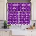 thumbnail image 4 of 3 Piece Kitchen Curtains and Valances Set Purple Fish Scale Cafe Curtains 36 Inch Length Modern Geometric Ombre Abstract Moroccan Valance & Tier Curtain for Living Room Bedroom 54"x18"+27"x36"*2, 4 of 6