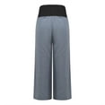 thumbnail image 5 of CLOISE Crop Wide Leg Jumpsuit High Waisted Cotton Linen Capris With Pockets Stretch Wide Leg Capris Elastic Waist Lightweight Capris Pull On Capri Palazzo Pants Solid Lounge Cropped Pants Blue, 5 of 6