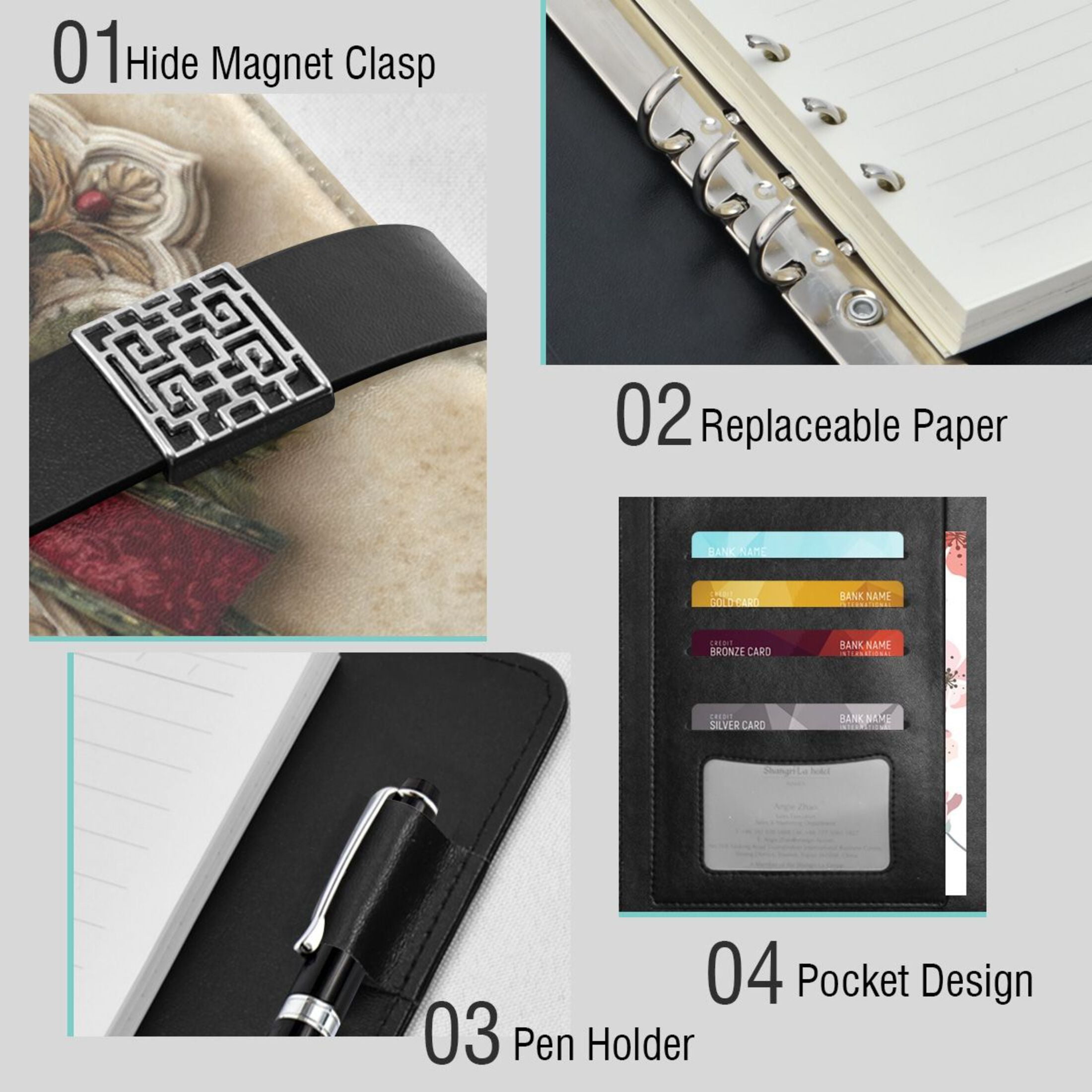 Leather Planner Leather Notebook Notebook Journal Binder Design Pen Pocket Design Convenient for Storage Beautiful Christmas Cross