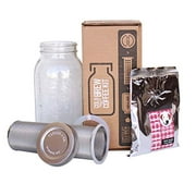 T&Co. Cold Brew Coffee Maker Kit with 64 Oz Mason Jar Stainless Steel Filter & Lid Coffee - 80 Micron Woven Filter Lid & Gaskets Instructions - Cold Brewed Coffee/Iced Tea Kit