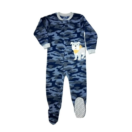 Carter's Toddler Boy's Blue Camouflage Bulldog Footed Pajama Sleeper, Size 4T