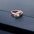 thumbnail image 3 of Gem Stone King 18K Rose Gold Plated Silver White Moissanite and Green Nano Emerald and White Created Sapphire Engagement Ring for Women (1.09 Cttw, Gemstone , Heart Shape 4MM, Size 7), 3 of 4