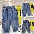 thumbnail image 2 of NIEWTR Boys Jeans Straight Wide Leg Denim Trousers Comfortable Playwear Spring Loose Casual Big Youth Kids Pants, 2 of 9