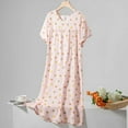 thumbnail image 1 of LSLJS Chemises de Nuit Longues à Manches Courtes et Col Rond pour Femmes, Robe de Pyjama Confort d'Été, 1 of 3