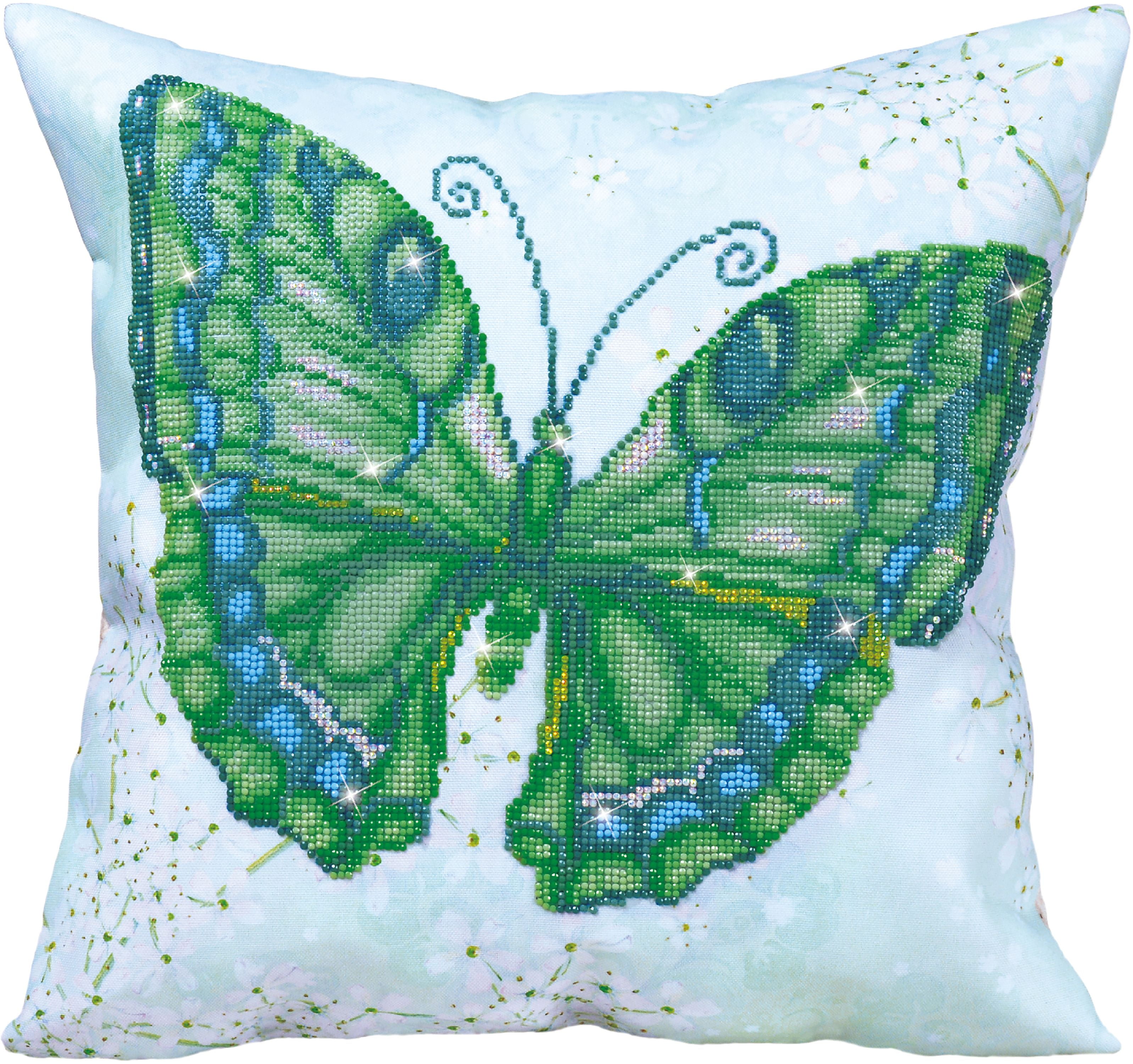Diamond Dotz Diamond Embroidery Pillow Facet Art KitGreen Flutter 17.5