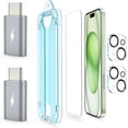 thumbnail image 2 of PYYNA-2 Pack Lightning to USB-C Adapter, OneTouch 2+2 Pack for iPhone 15 Plus 6.7" Screen Protector Tempered Glass with Camera Lens Protector, 2 of 4
