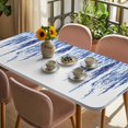 thumbnail image 3 of Navy Blue Table Cloths for 3 Foot Rectangle Tables, Summer Botanical Leaves Watercolor Patio Waterproof Elastic Fitted Tablecloths, Washable Rectangular Table Cover for Camping, 3 of 8