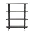 thumbnail image 6 of DecMode 47" x 57" Black Wooden Oval 4-Tier Shelving Unit with Turned Legs and Beaded Edges, 1-Piece, 6 of 9