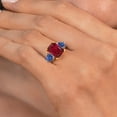 thumbnail image 4 of Gem Stone King 925 Sterling Silver and 10k Yellow Gold Red Created Ruby and Blue Created Sapphire 3 Stone Engagement Ring for Women (5.07 Cttw, Octagon Cut 10X8MM, Size 7), 4 of 4