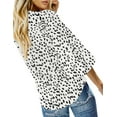 thumbnail image 4 of luvamia Women's Chic V Neck Tops 3/4 Flared Sleeve Tie Knot Blouses White Leopard Size 2XL, 4 of 4
