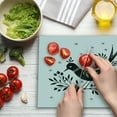 thumbnail image 3 of Folk Art Cutting Board, Monochrome Graphic of Bird on Thin Berry Branch Small Sun Motifs, Decorative Tempered Glass Cutting and Serving Board, in 3 Sizes, by Ambesonne, 3 of 5