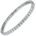 thumbnail image 5 of Women's Baguette Cut Iced Out Diamond Watch - Drop it Down with This Bling'ed Out Crystal Tennis Bracelet on Your Wrist Ladies! - ST10372MLA-TB (Silver, Pink- TB), 5 of 7
