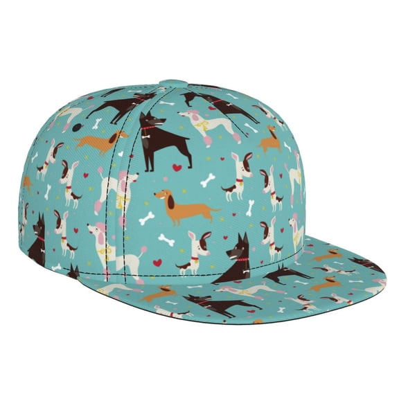Hirioo Cute Dog for Baseball Cap Men Cap Flat Brim for Men Women Teens Adjustable Baseball Cap