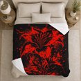 thumbnail image 5 of Red Gothic Lily on Black Splatter Field, Bold Botanical Style for Dark Art Lovers, Crimson Flower Flame Motif and Birthday Gift, Cozy Flannel Blanket for Bedroom and Living Room, Home Decor, 5 of 9