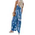 thumbnail image 4 of Enwejyy Womens Thin Summer Dungarees Playsuit Elastic Waist Leopard Tie-Dye Cotton Linen Wide-Leg Jumpsuits, 4 of 4