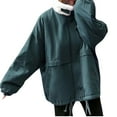thumbnail image 2 of jtjvou Fashion Women Casual Button Pocket Drawstring Collar Long Sleeve Hoodless Coat Solid Color Comfortable Stylish Outwear Daily Wear for Various Occasions Green XL, 2 of 7