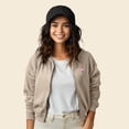 thumbnail image 3 of Dalix Flamingo Embroidered Fleece Cropped Zip Hoodie Cold Fall Winter Womens in Tan XL X-Large, 3 of 5