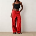 thumbnail image 2 of Sewkxo Women's Wide Leg Beach Pants Elastic Waist Lightweight Casual Palazzo Lounge Trousers with Pockets,Red 2XL, 2 of 5