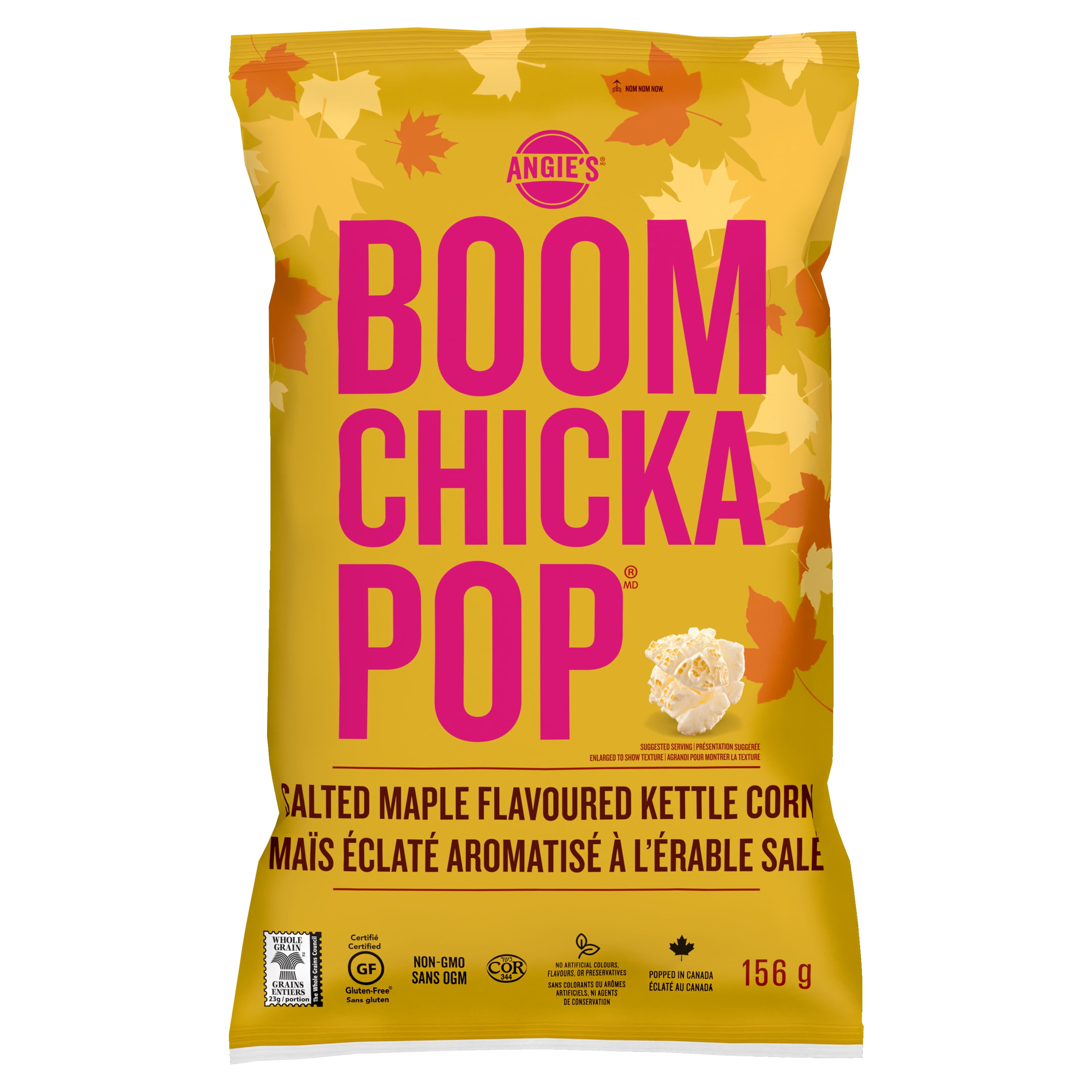 Angie’s BOOMCHICKAPOP® Ready-to-Eat Popcorn, Gluten-Free, Non-GMO, Vegan Salted Maple Kettle Corn, 156g