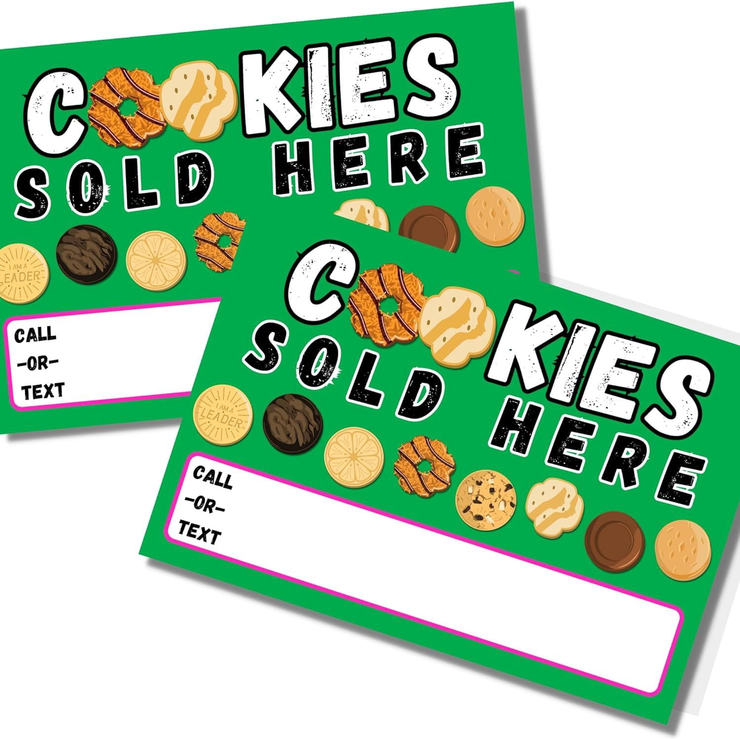Scout Cookies Sold Here Yard Sign 12 x 18 with H Frame Stake Included Green for Front Yard Text or Call for Girl Cookie Sales Booth