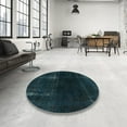 thumbnail image 3 of Ahgly Company Tapis d'Intérieur Rond Abstrait Bleu Foncé Gris Bleu Persan, 5 Pieds Rond, 3 of 6