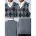 thumbnail image 6 of INSPIRE CHIC Men's Vests Argyle Knit Slim Fit Sleeveless Contrast Color Pullover Vest M Dark Gray, 6 of 7