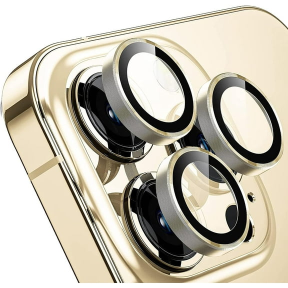 Compatible with iPhone 14 Pro/iPhone 14 Pro Max Camera Lens Protector [Night Shooting Mode] 9H Tempered Glass HD Clear Anti-Scratch Metal Glass Camera Lens Protector Film Accessories Gold