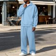 thumbnail image 7 of gibobby Mens 2 Pieces Sets Long Sleeve Casual Polo Shirt Fall Winter Loose Sweatpants Lounge Vacation Outfits Set (Sky Blue,3XL), 7 of 7