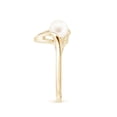 thumbnail image 3 of ANGARA Freshwater Cultured Pearl Wave Shank Ring in 14K Yellow Gold for Women | June Birthstone, Birthday, Anniversary, Jewelry Gift for Women | Pearl Ring, 3 of 8