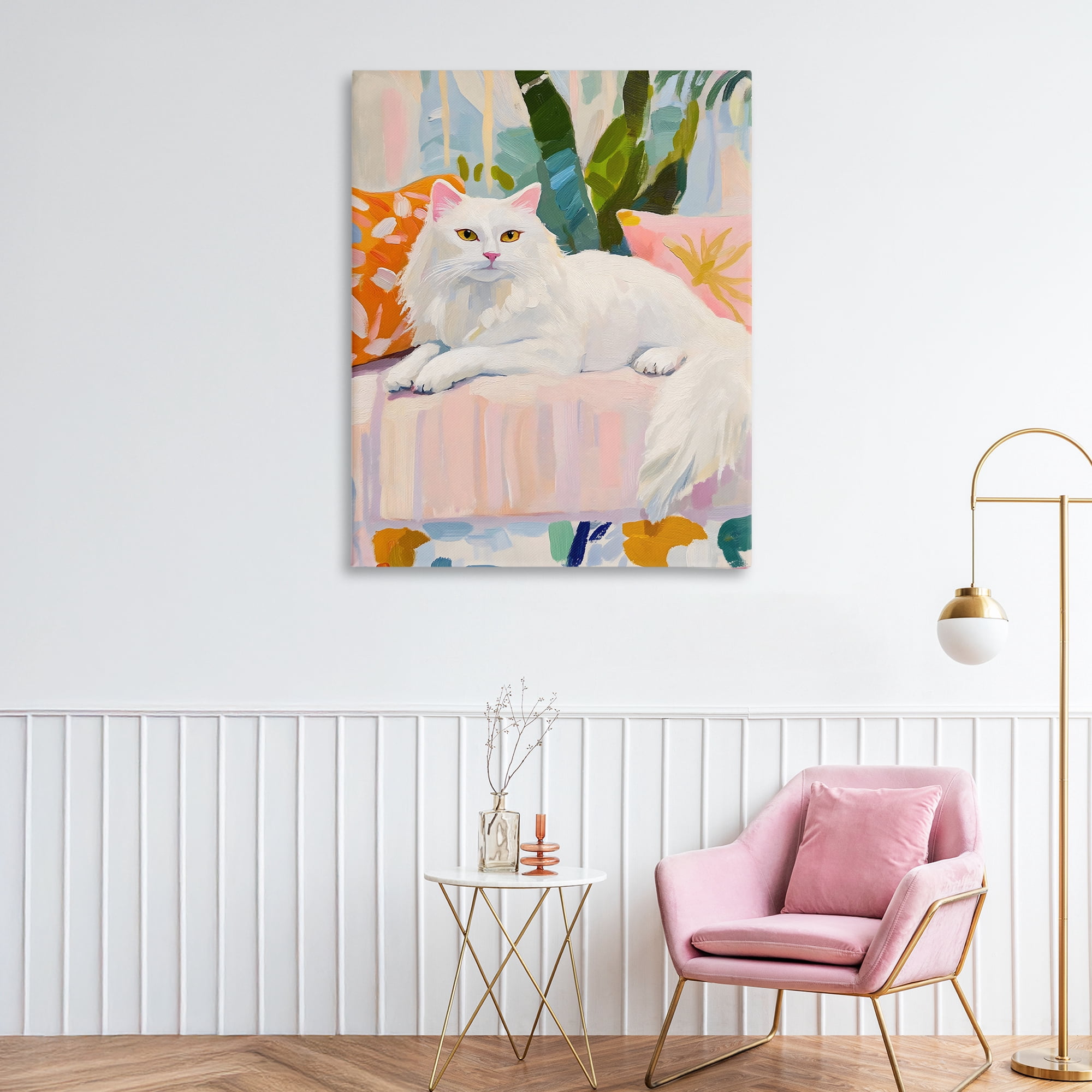 Stupell Industries Fancy Cat on Pastel Sofa Canvas Wall Art, design by The Prints Vibe