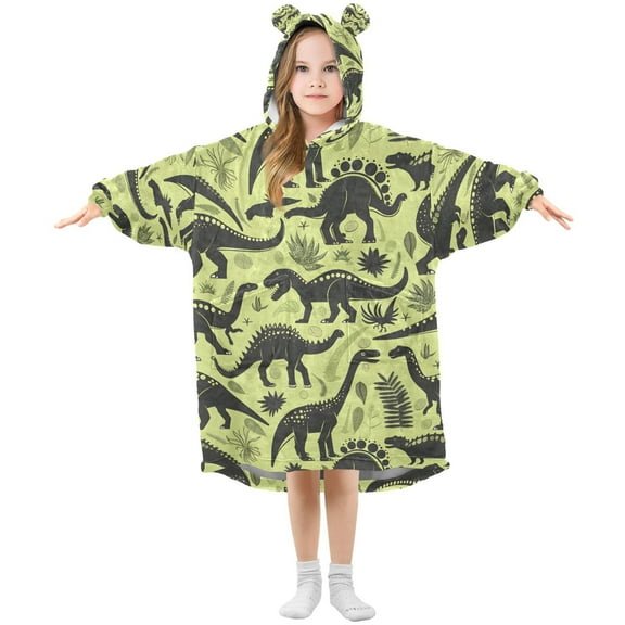 joogoo Wearable Blanket Hoodie for Dinosaurs Forest Oversized Sherpa Hooded 3-14 YR M