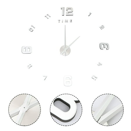 WHAMVOX LED Mirror Wall Clock Self-adhesive Clock 63.00X63.00X32.00CM White