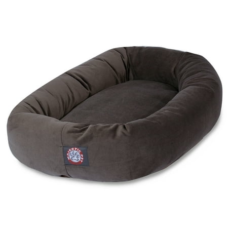 Majestic Pet Faux Suede Bagel Pet Bed for Dogs, Calming Dog Bed Washable, Large, Chocolate