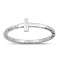 thumbnail image 1 of Sideways Cross Beaded Heart Love Ring .925 Sterling Silver Band Jewelry Female Male Unisex Size 4, 1 of 4