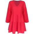 thumbnail image 1 of Cute Shift Robe des Femmes avec Poches Entièrement Doublée Manches Cloche Ourlet V Cou Tunique Swing en Vrac Mini Robe, 1 of 7
