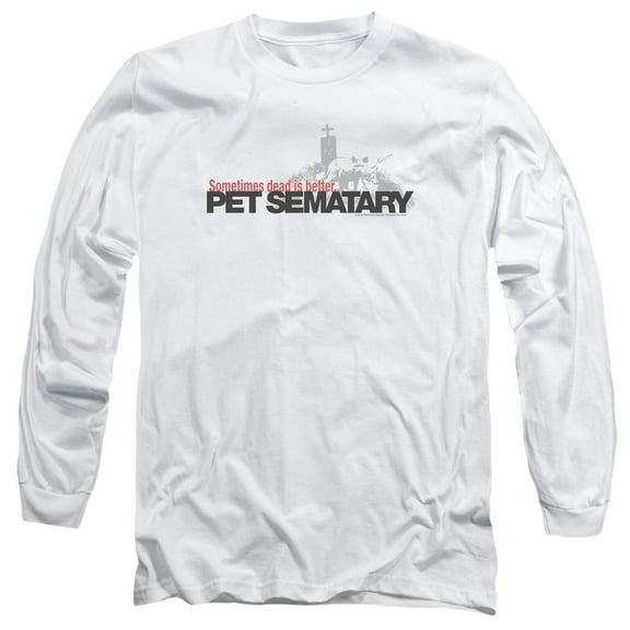 Pet Sematary Logo Long Sleeve Adult 18/1 T-Shirt White