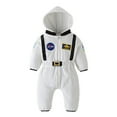 thumbnail image 2 of TOOYOU Boys Girls Romper Cute Astronaut Jumpsuit Long Sleeve Pullover Bodysuits Toddler Kids Soft And Comfortable Onesie White, 2 of 5