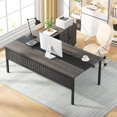 thumbnail image 3 of Large Executive Office Desk and 47" Lateral File Cabinet Combo,L-Shaped Desk 2 Piece Business Furniture with Drawers and Shelves My Lux Decor Round, 3 of 6