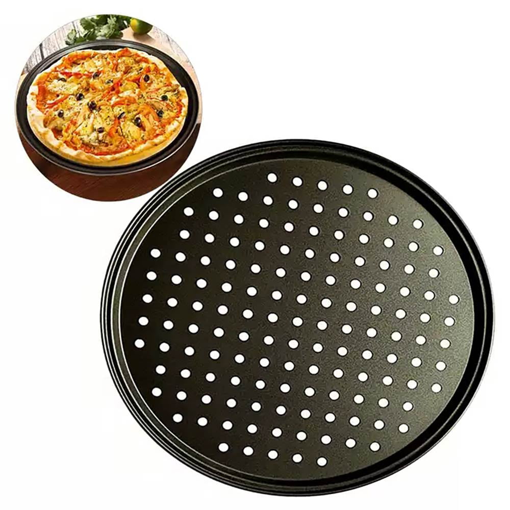 Professional Pizza Tray for Oven Round Crusty Bakeware S Fluted Deep Pie Pan Molds Crisper Non-Stick Loose Bottom Quiche Tart Pan with Holes Steel Perforated Pizza Pan with Removable Base 