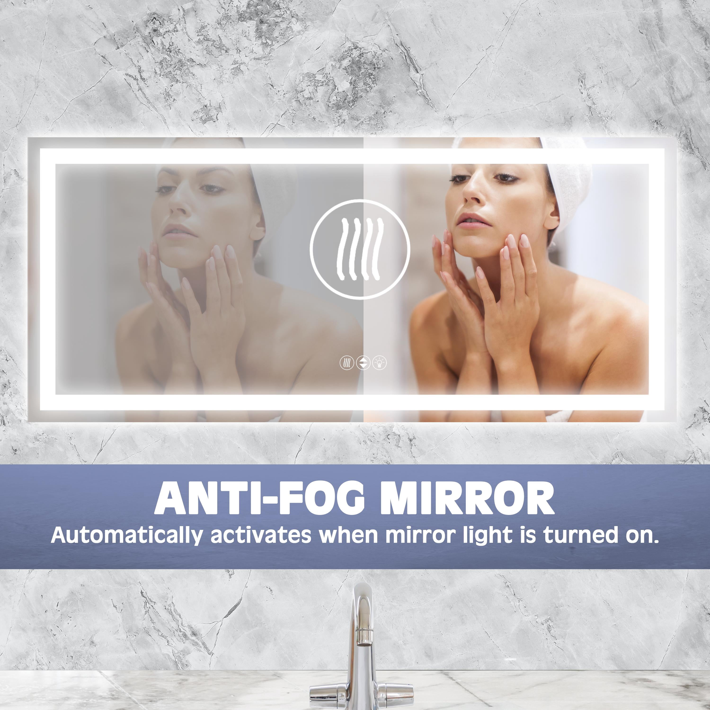 Prominence Home 72x32" Frontlit, Backlit, Anti-Fog, Shatter-Proof Touch Control LED Bathroom Mirror with Adjustable Light Settings