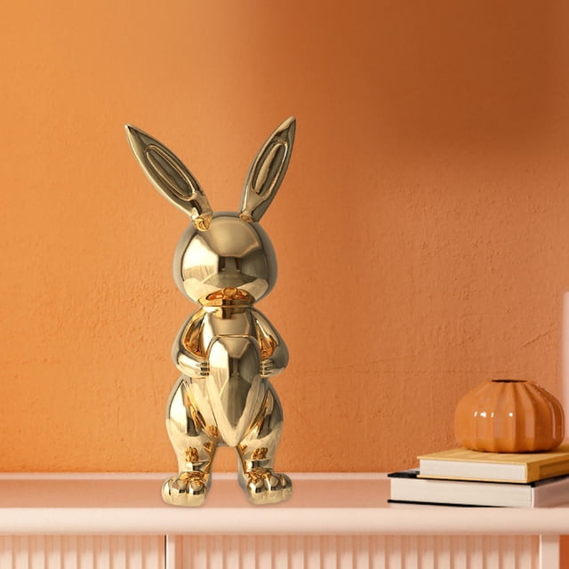 Estatuilla creativa de conejo florero escultura contenedor arreglo floral almacenamiento para porche mesa sala de estar dormitorio Decoración , dorado Macarena Estatuilla de conejo