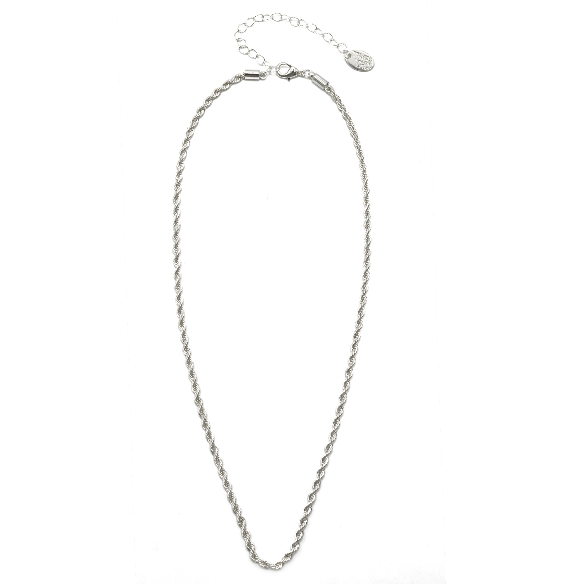 Time and Tru Women's Silver Tone Rope Chain Necklace 18" with Extender