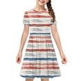 thumbnail image 5 of MKOSPLRT Striped Dresses for Girl 4-14 Years Short Sleeve Crew Neck Swing Skater Twirl Dresses Color Block Midi A Line Dresses, 5 of 8