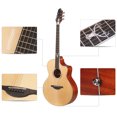 thumbnail image 3 of GT-22 Guitarra acústica de 41 pulgadas con corte JF, tapa de abeto y cuerpo de caoba, accesorios metálicos cromados, incluye estuche acolchado de 8mm, cejilla, 4 púas, paño de limpieza, afinador,, 3 of 7