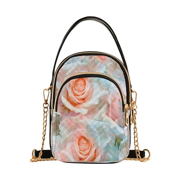 ALAZA Chain Crossbody Bags for Women Blossom Rose Flower Shoulder Handbag Phone Purse