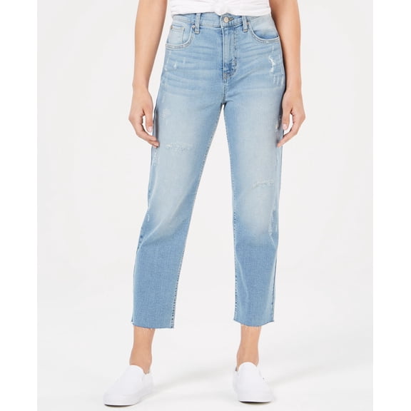 Black Daisy Straight Juniors Bella Cropped Edged Distresses Blue Jeans Triton11/30