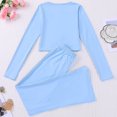 thumbnail image 4 of MEZZALL Women 2 Piece V-Neck Long Sleeve Tops With Pants Solid Color Relaxed Fit Home Pajama For Lounging And Sleep Stylish Pjs, 4 of 5